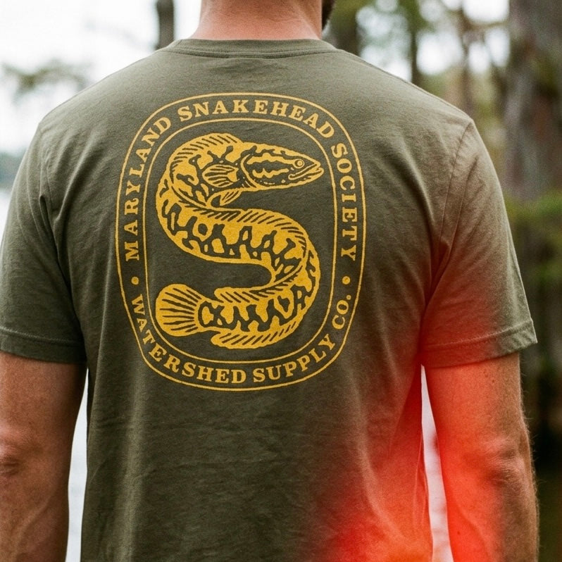 Maryland Snakehead Society Tee Olive