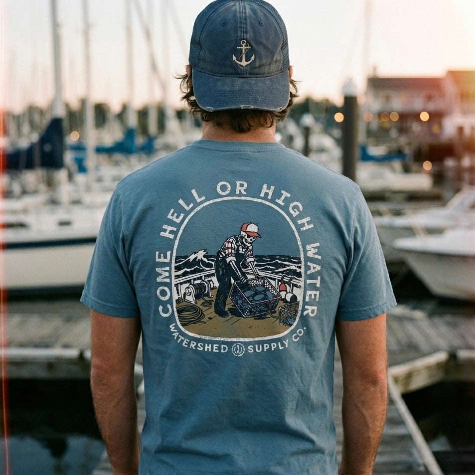 Come Hell or High Water Tee Tidal Blue